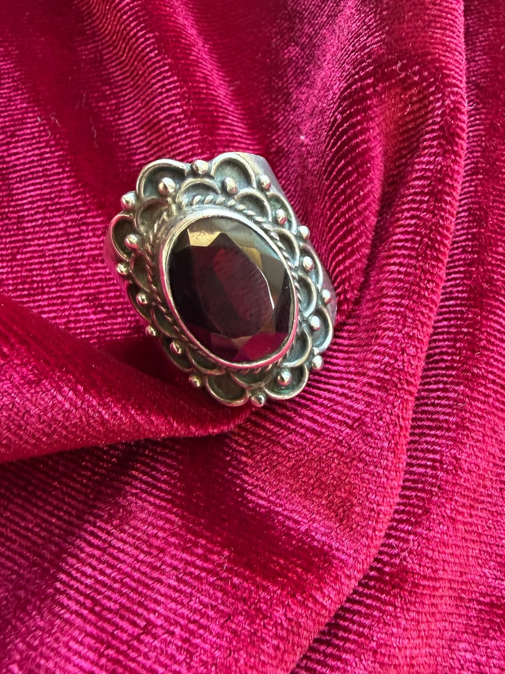 925 Sterling Silver Garnet Gemstone Ring
